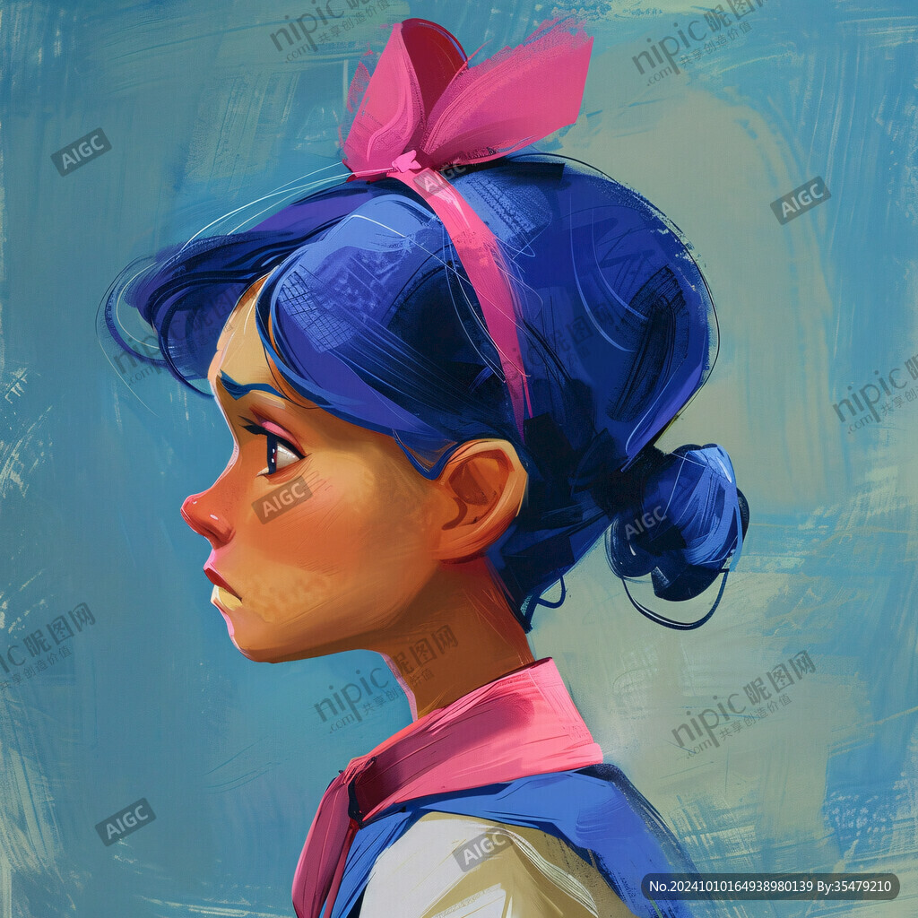 藍(lán)色女孩插畫