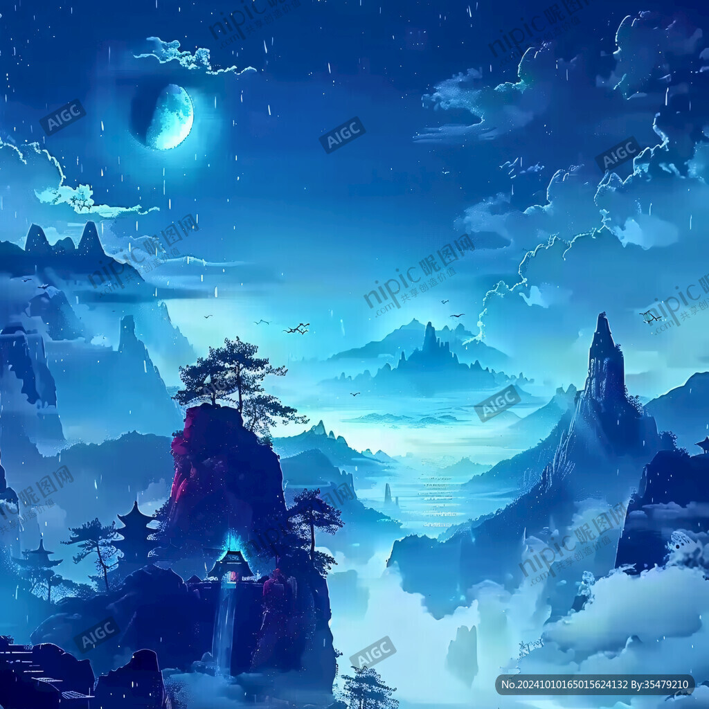 皓月雄風景觀插畫