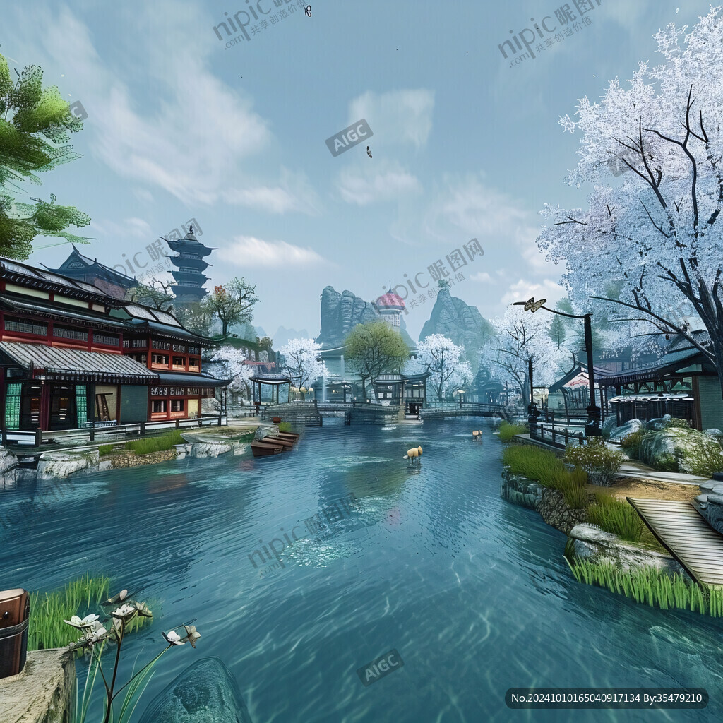 水鄉場景素材
