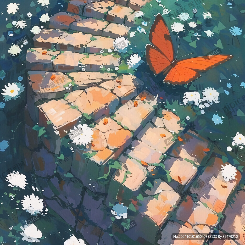 爬山石梯插畫
