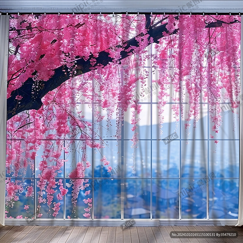花瓶梅花窗簾門簾