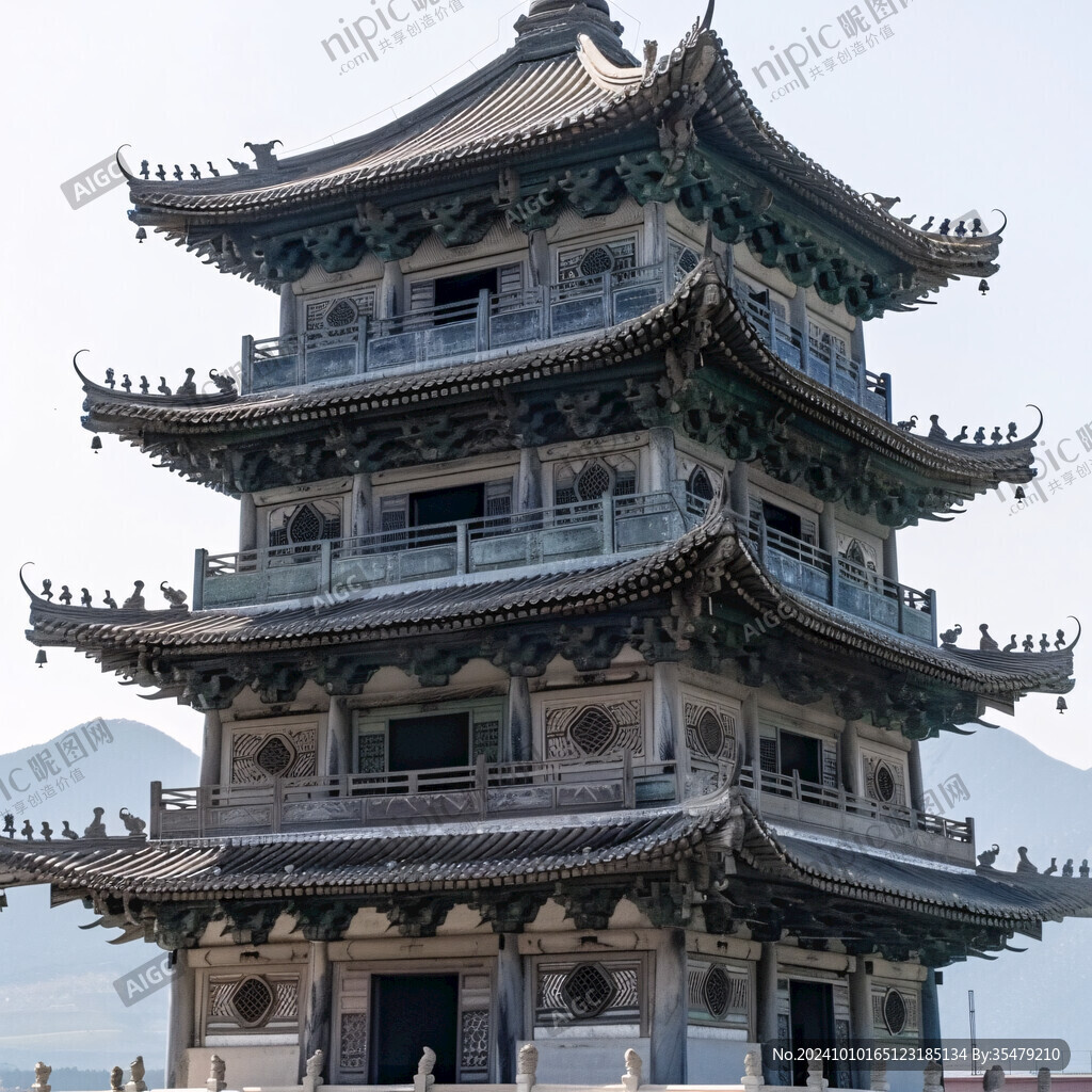 青石仿木結構樓閣式塔