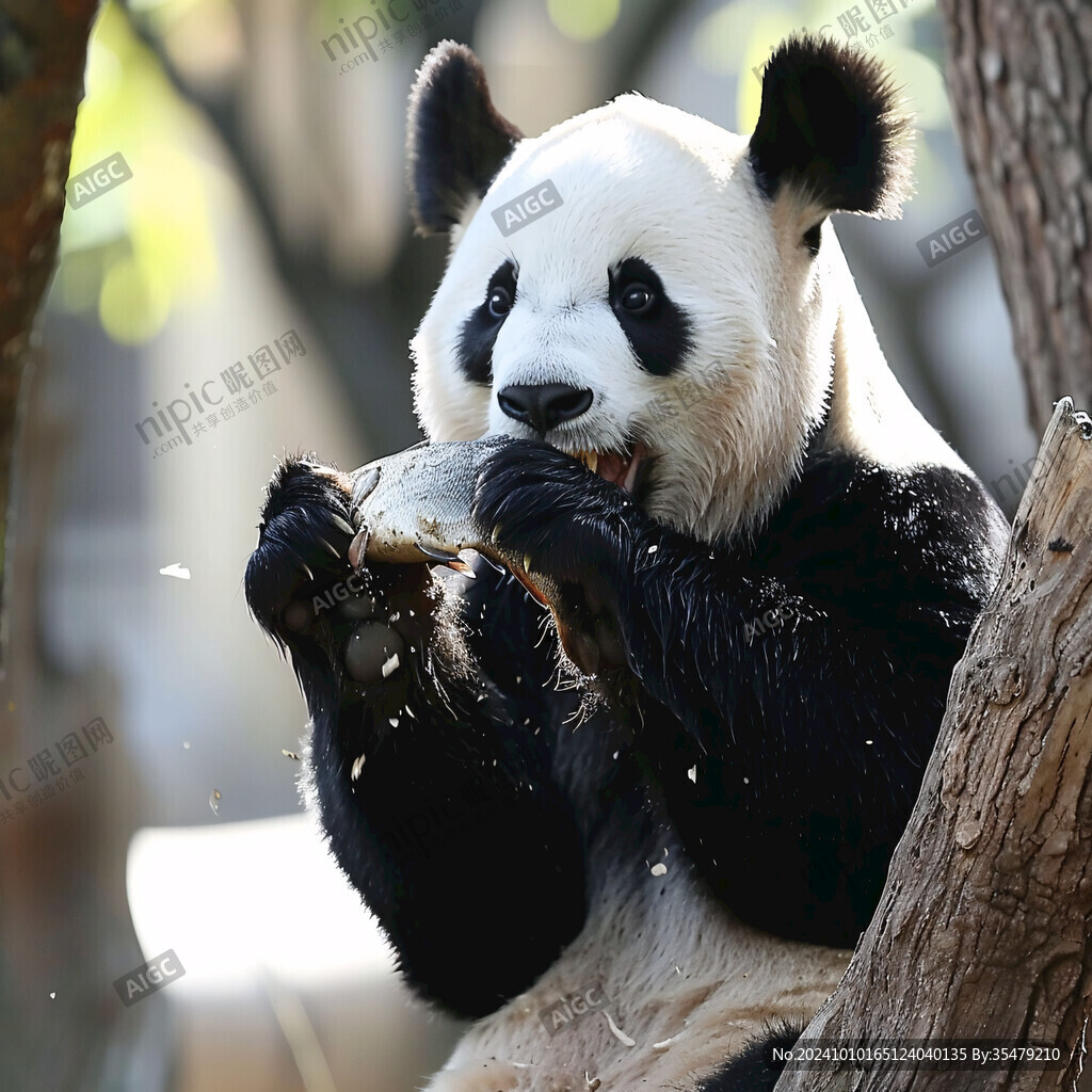 陽光下的熊貓