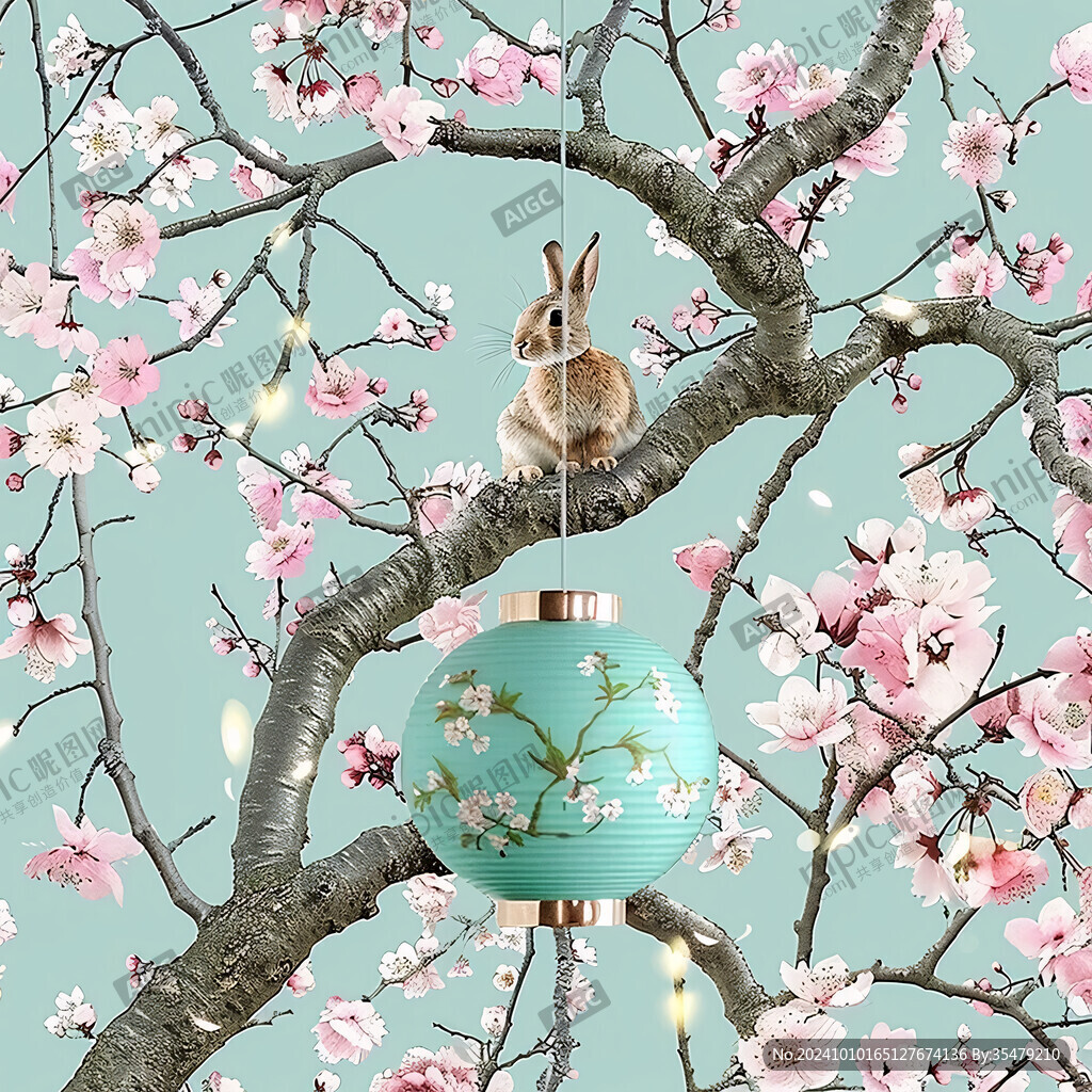 手繪兔子花燈