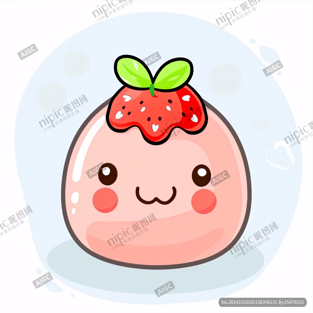 草莓麻薯冰插畫