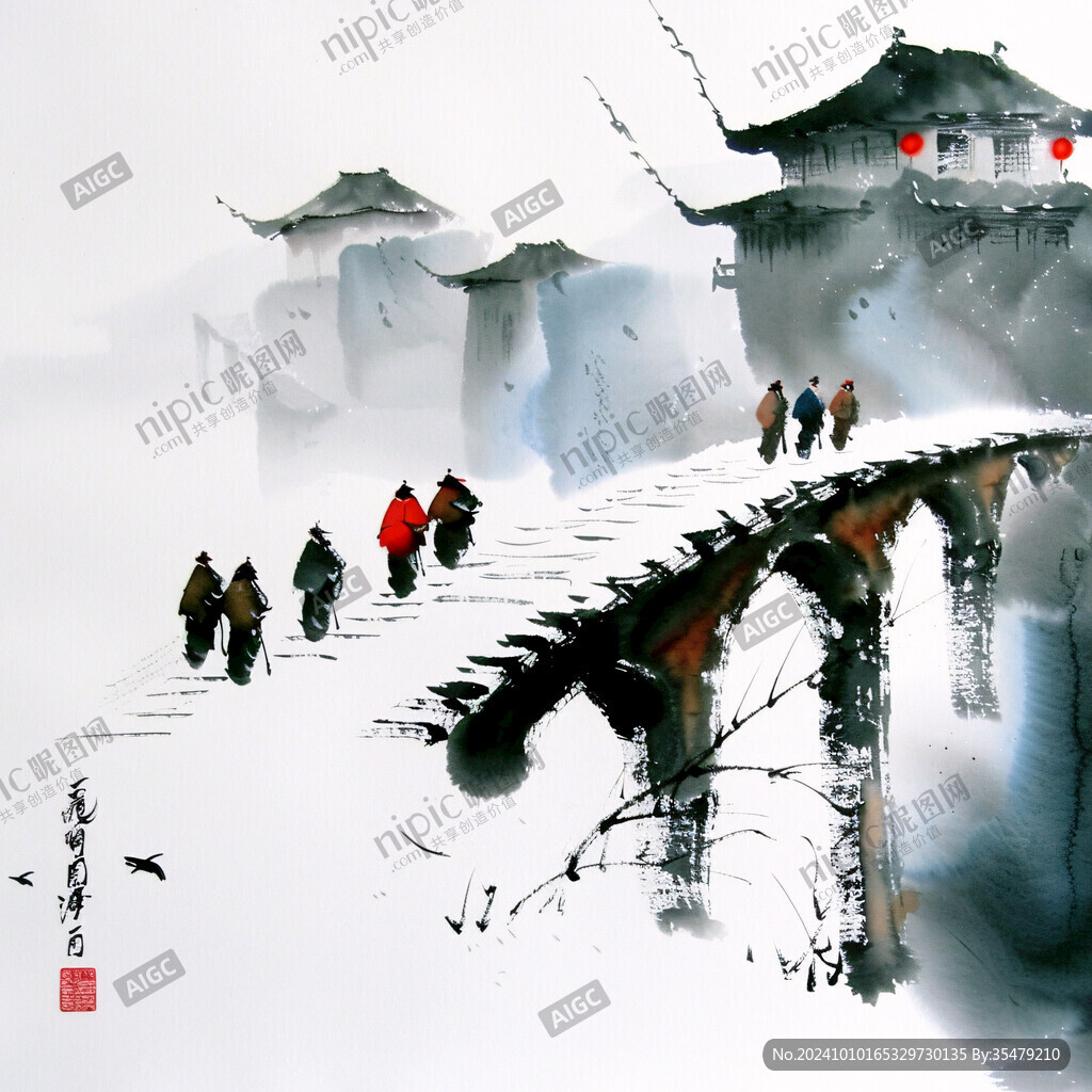 水墨小橋流水人家