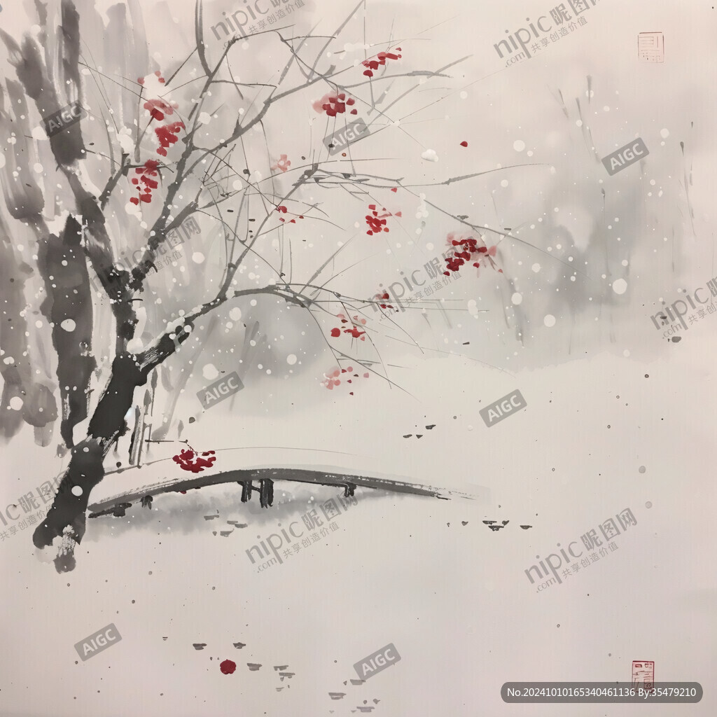 雪景水墨畫