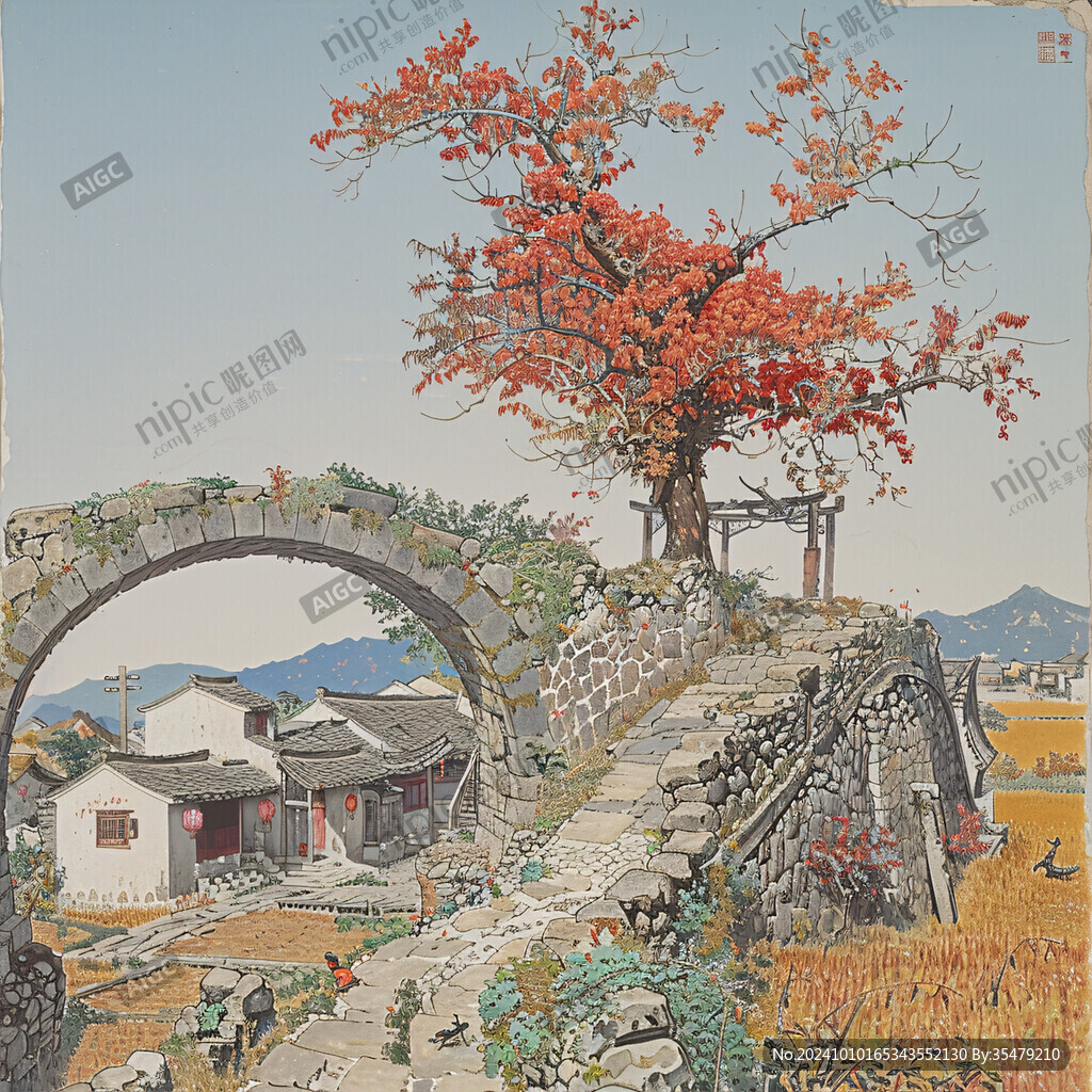 魅力石圍古村裝飾畫