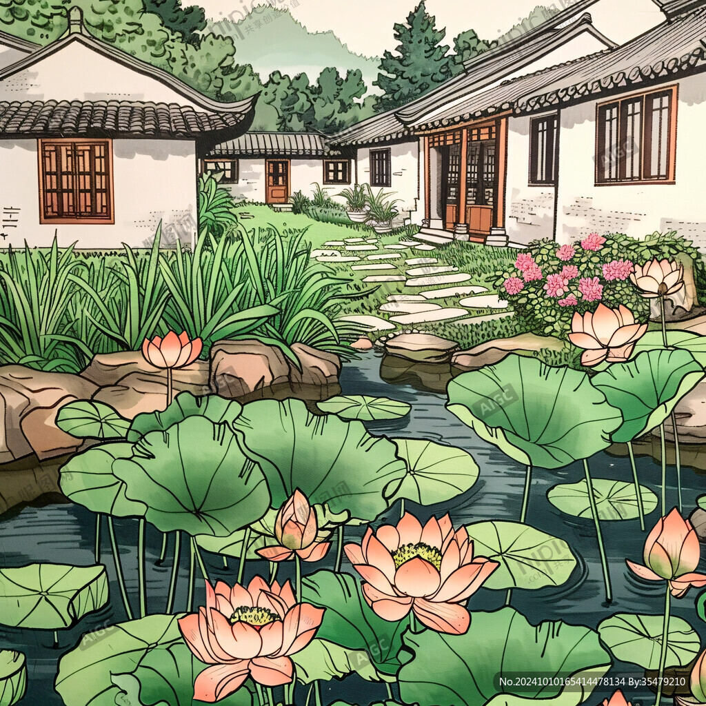 曲院風(fēng)荷插畫