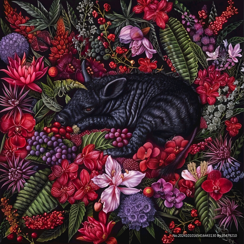 歐美手繪動物花