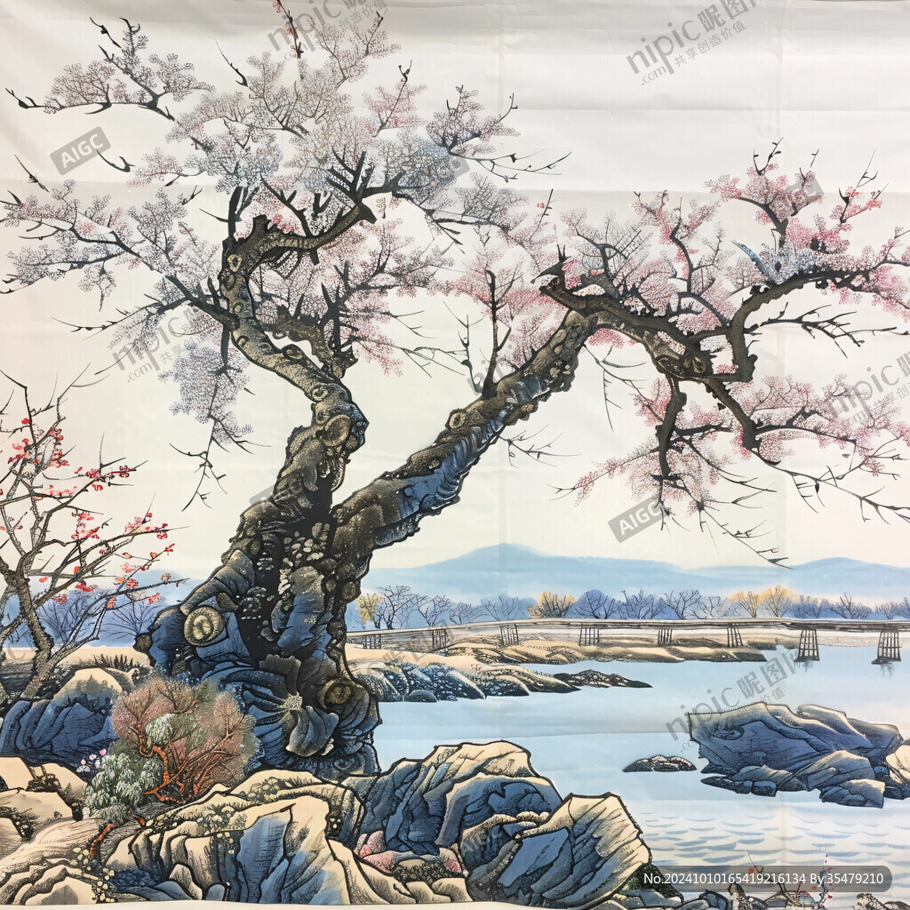 山水壁畫雪景中國畫