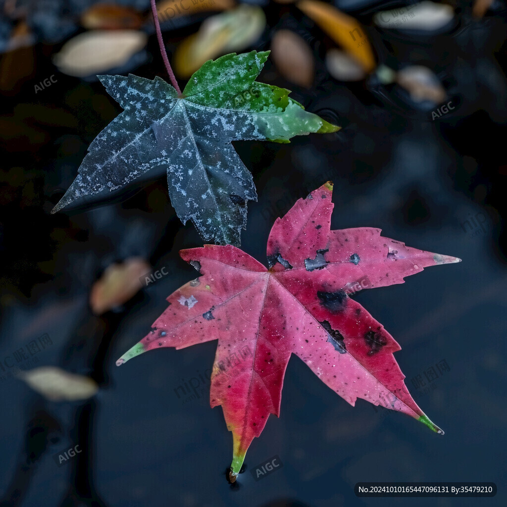 河水里紅葉葉子