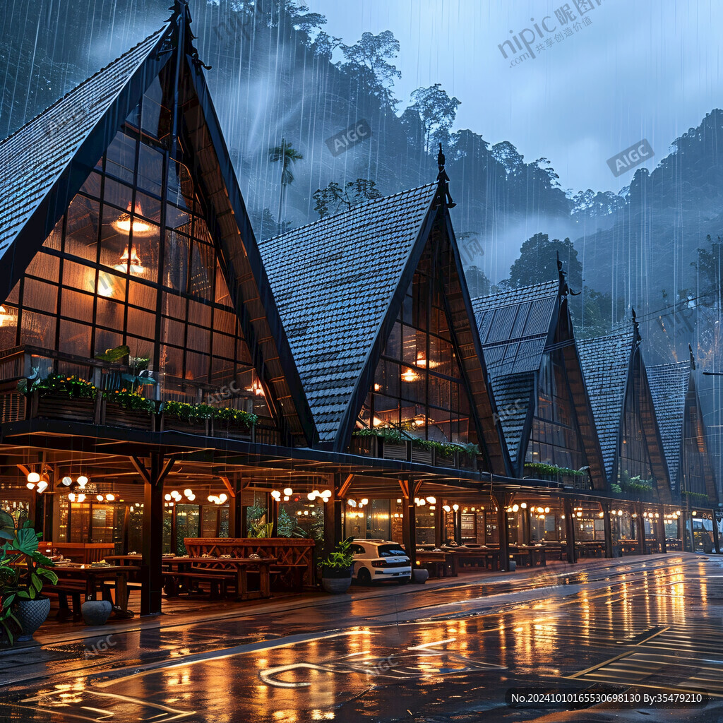 高速公路服務區雨景