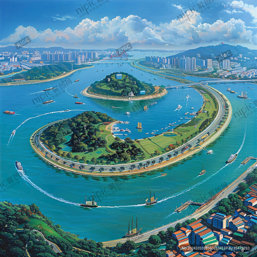 環(huán)島鳥瞰效果圖