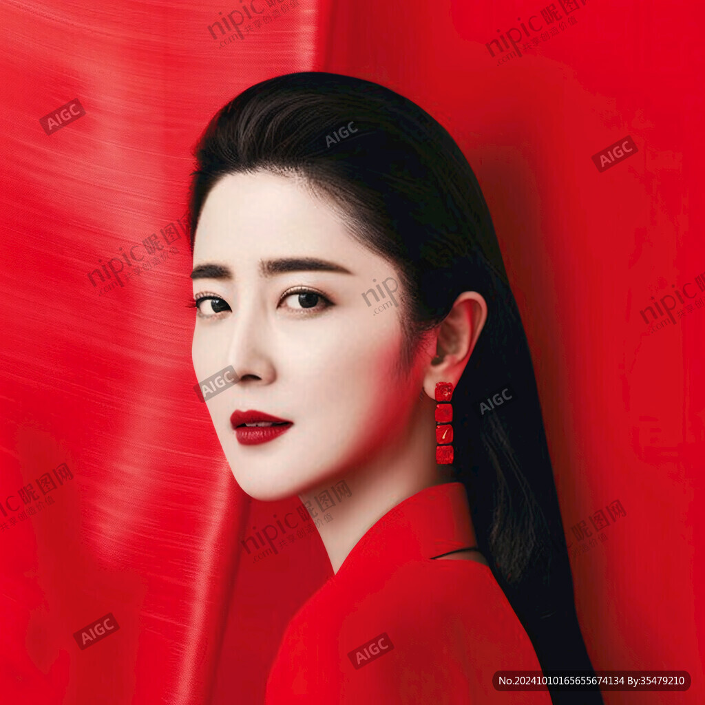 紅衣美人插畫