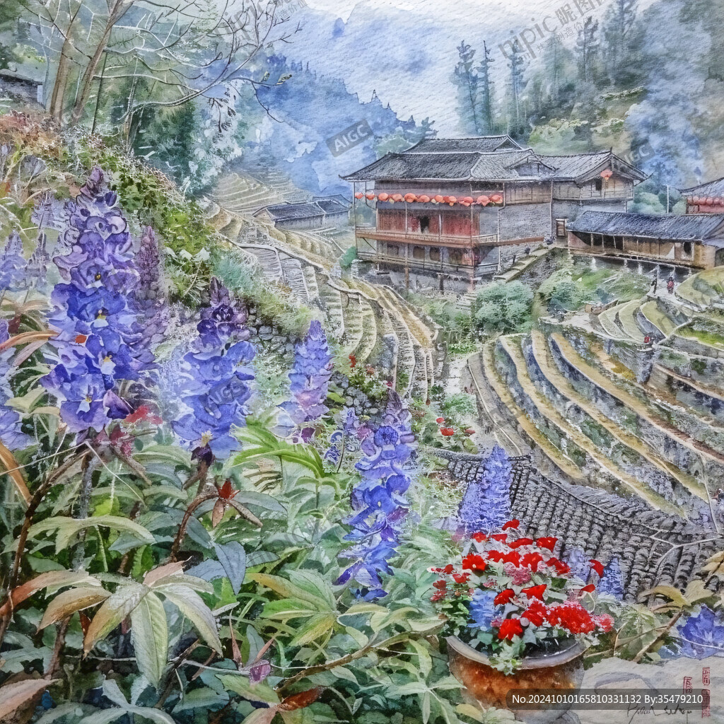 黔東南旅游景點水彩