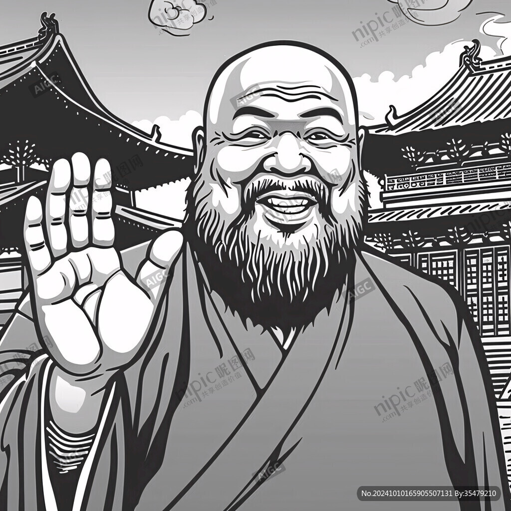老和尚卡通插畫(huà)