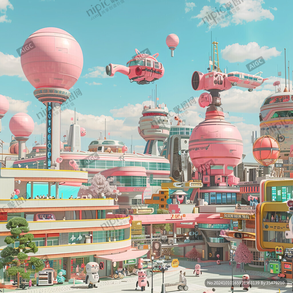 粉色奇幻建筑物