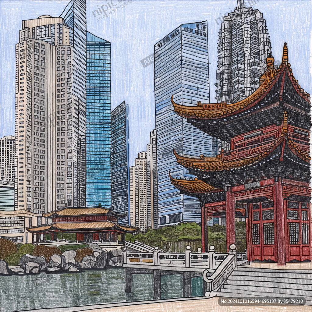 甲秀樓插畫