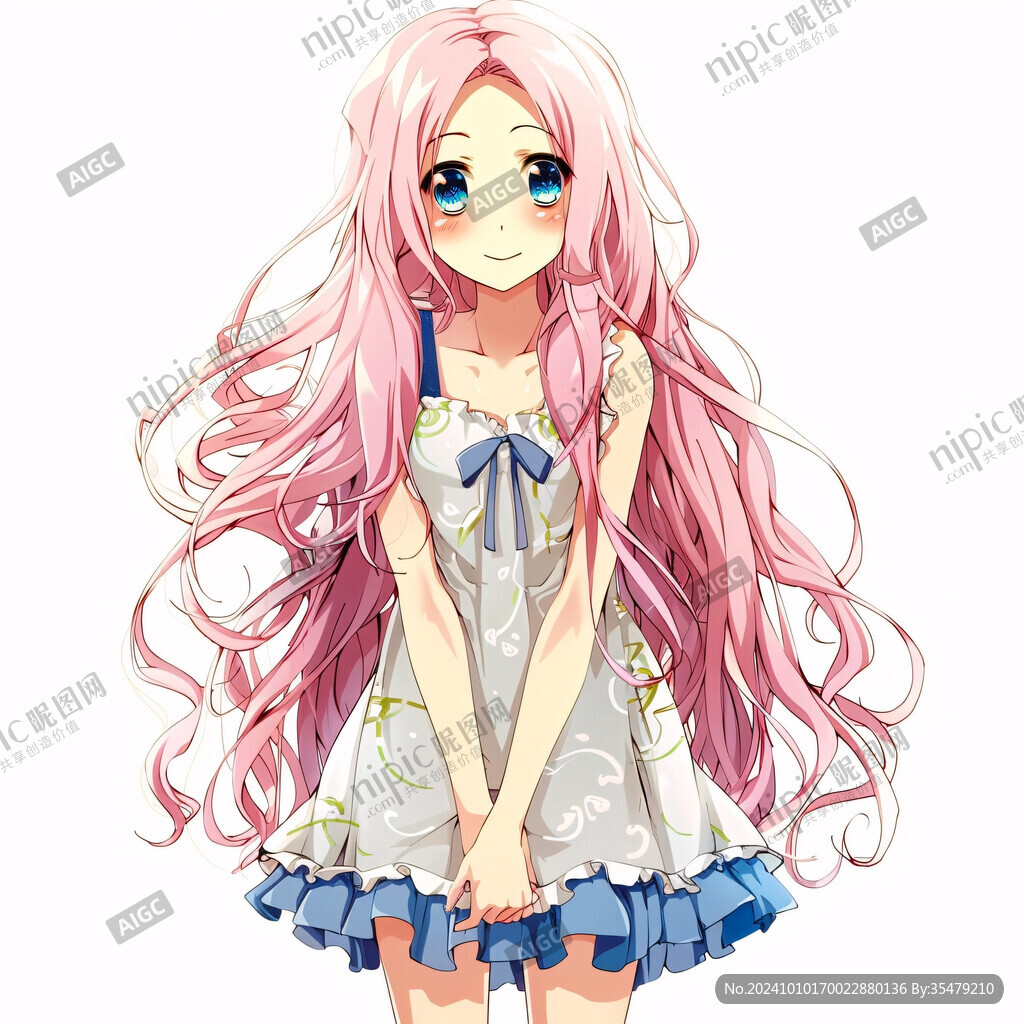 卡通粉色頭發小女孩