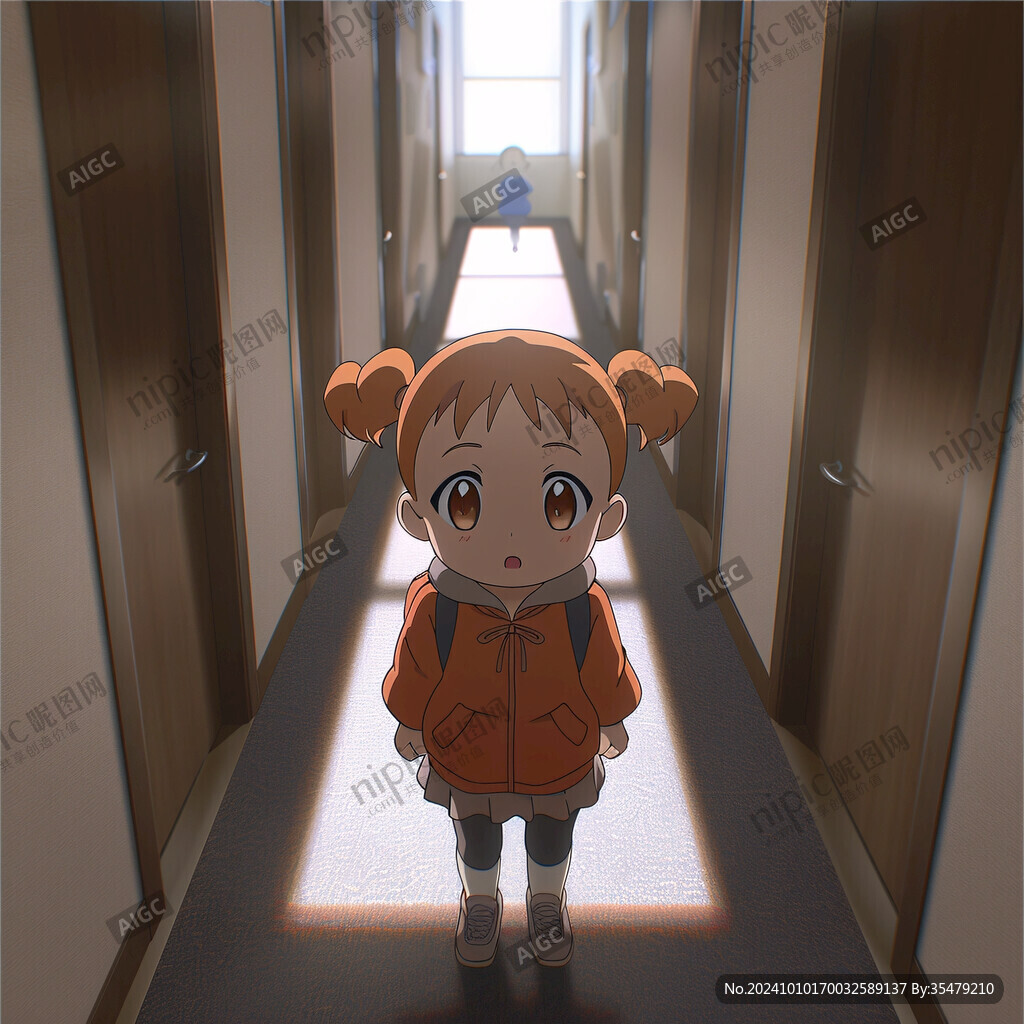 小女孩插畫小場景