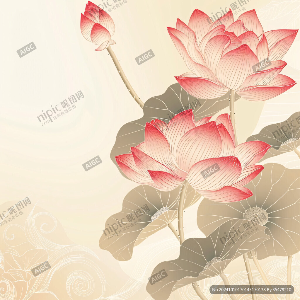 荷花手繪背景