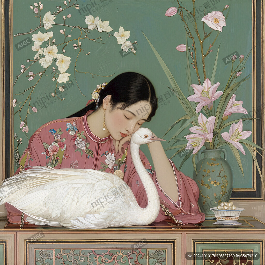 復(fù)古美女工筆畫(huà)