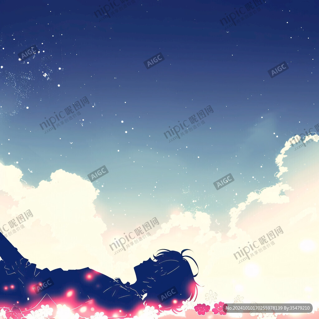 夜晚云彩星星