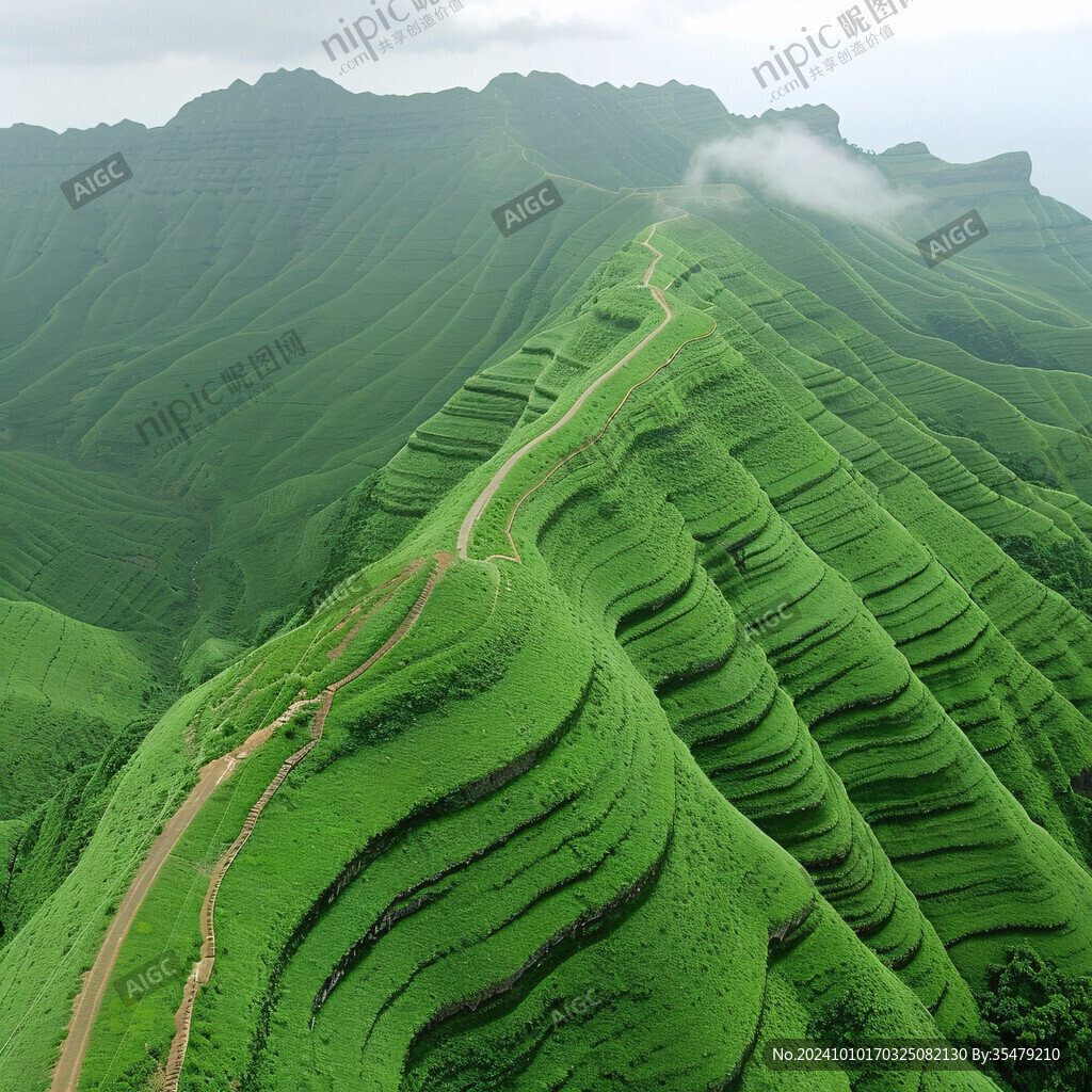 階梯地貌的茶園