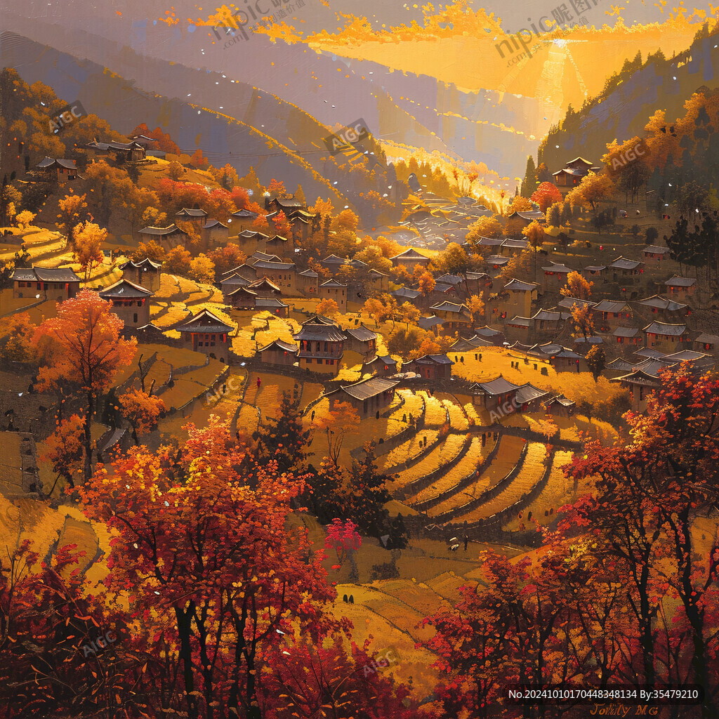 唯美山村圖