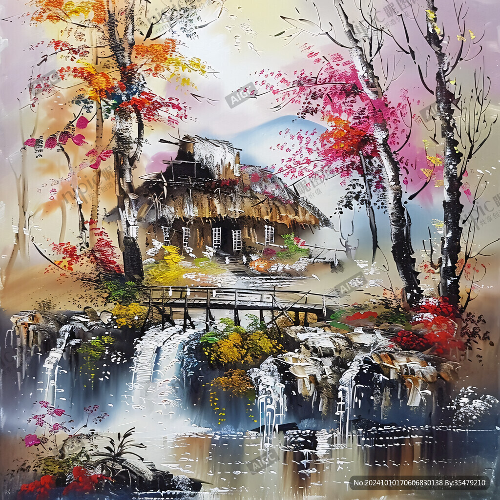 老撾水彩彩繪插畫展板