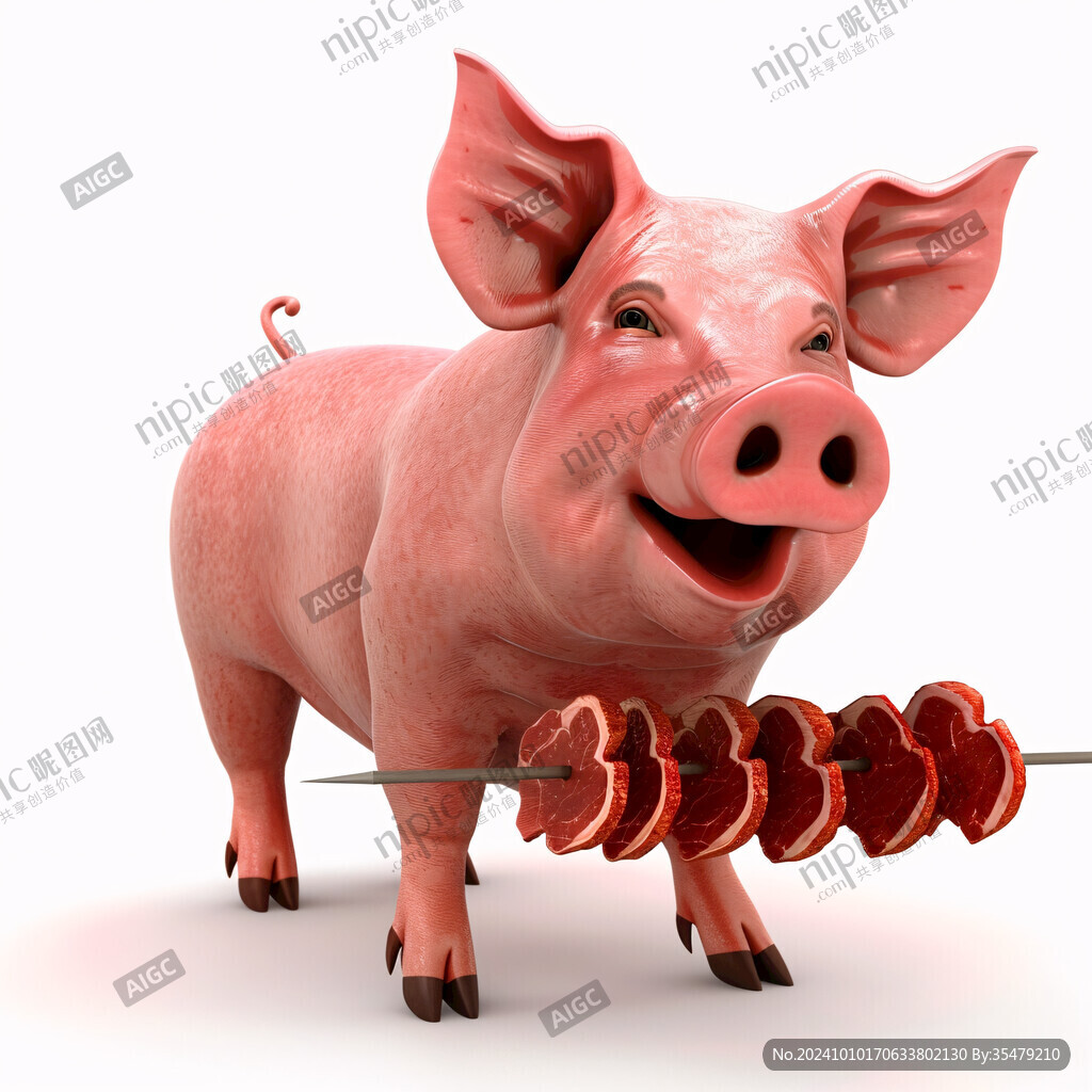 可愛小豬手拿棒棒糖