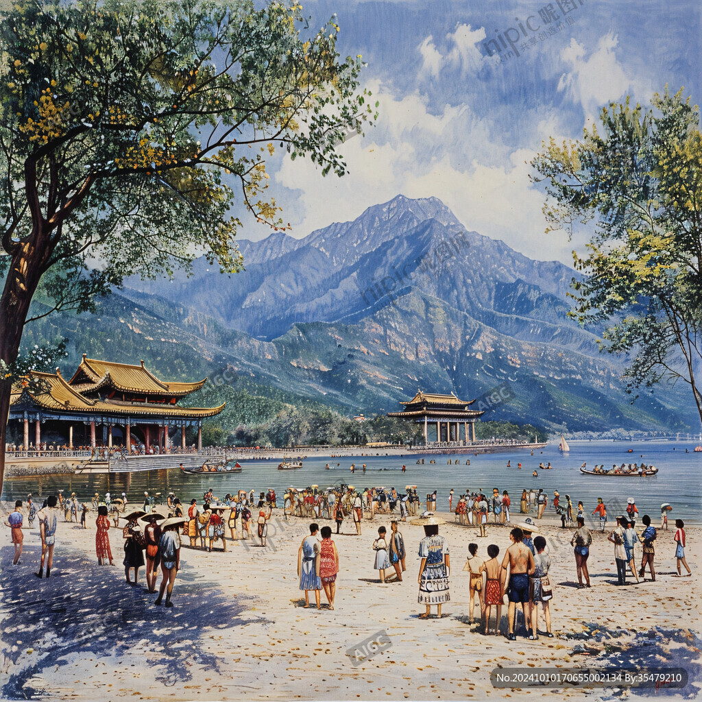 橫店水彩水墨山水