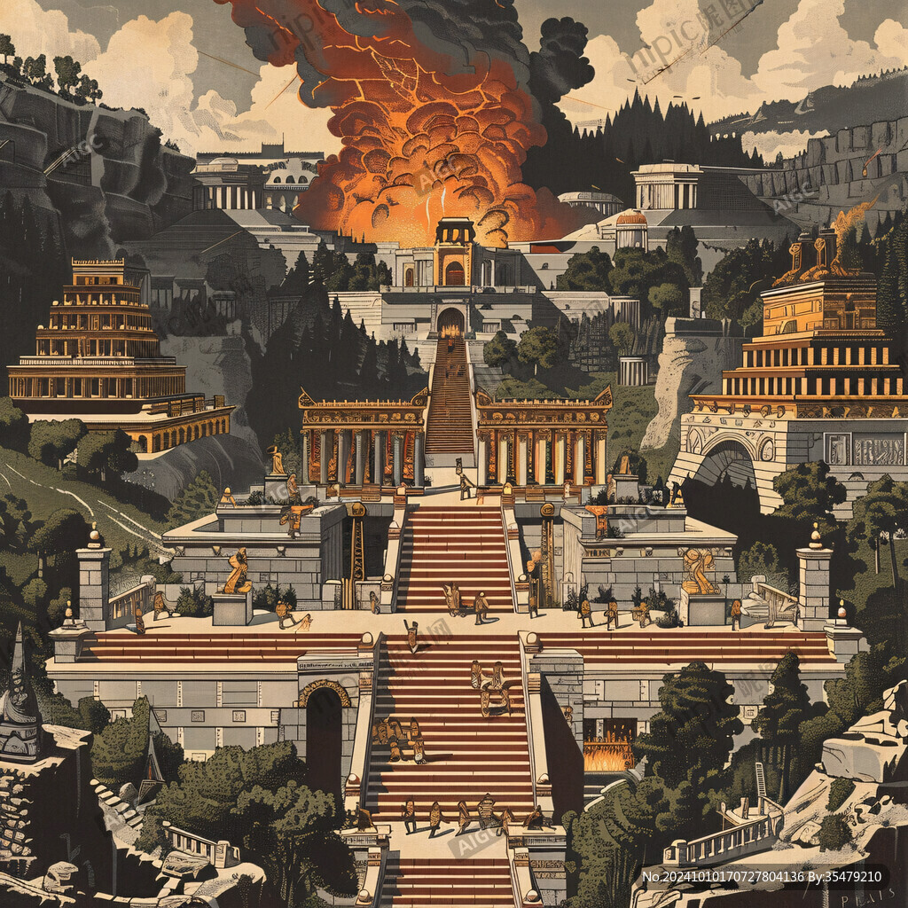 雅典插畫宣傳素材背景