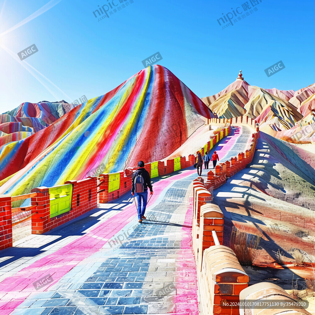 七彩丹霞全景圖