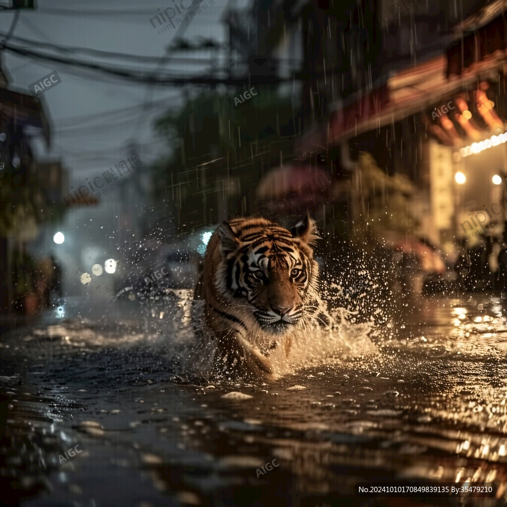 老虎戲水