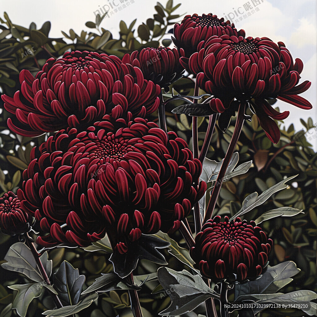 紅色菊花裝飾畫