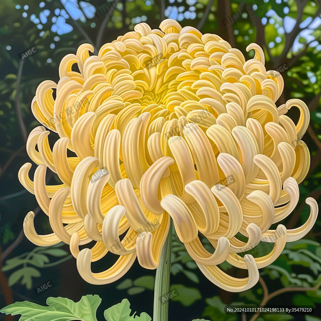 原創手繪國風菊花插畫