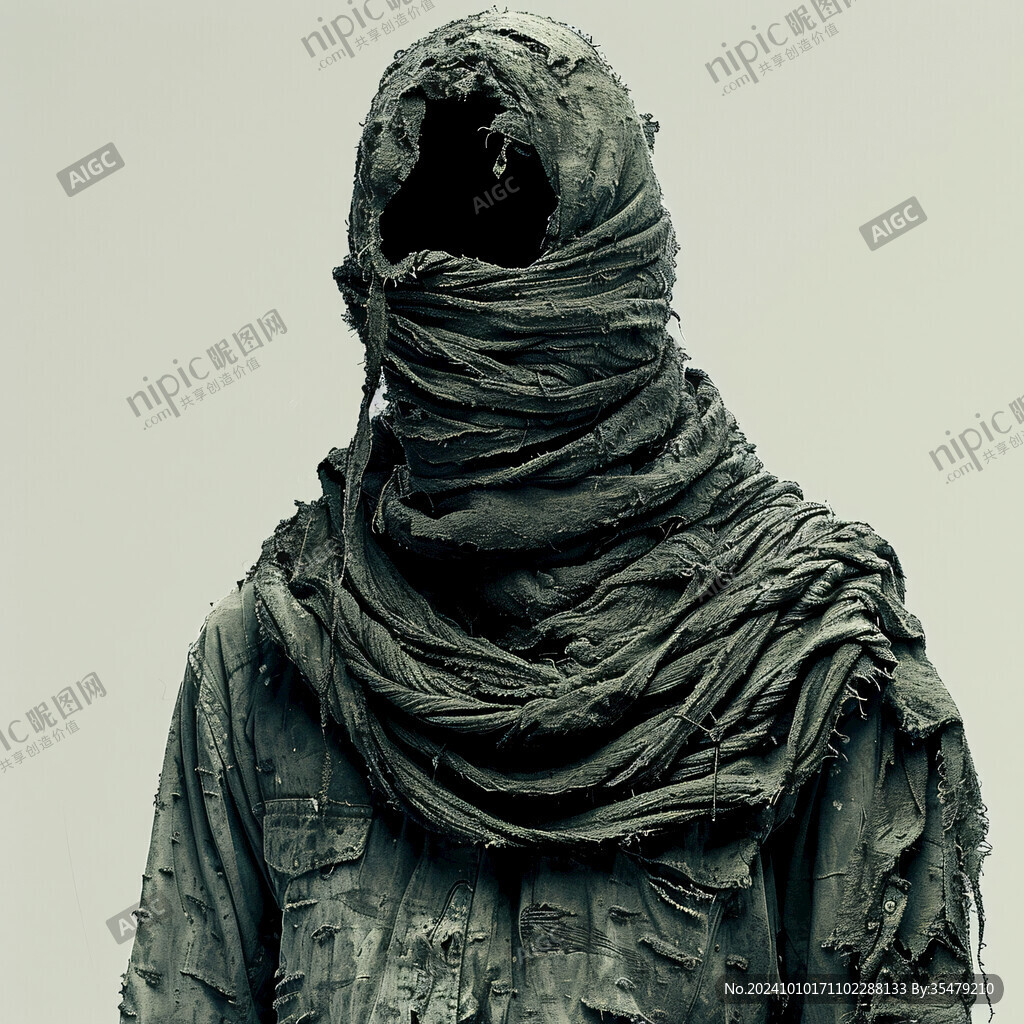 戴頭巾的男子頭像雕塑