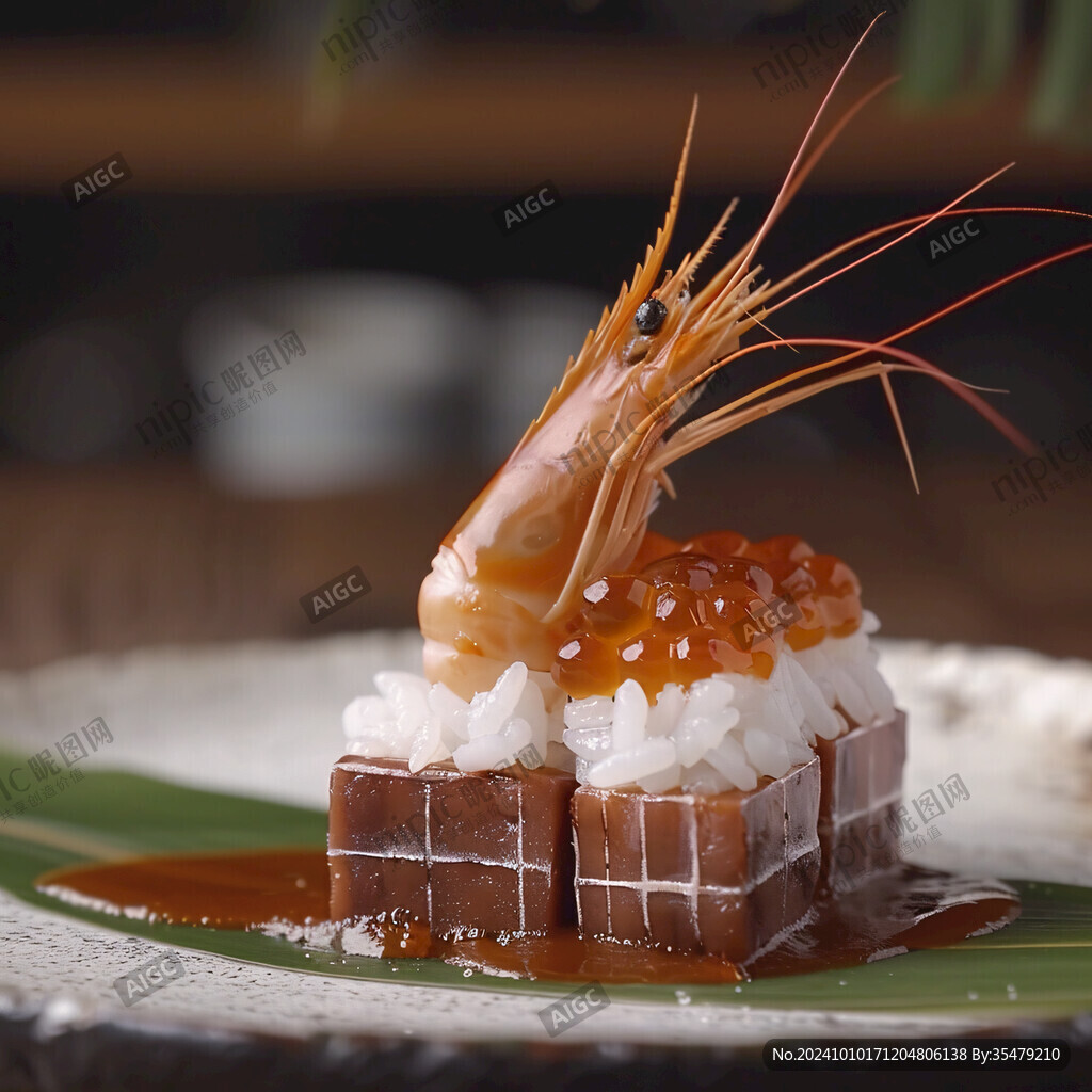 焦糖玻璃蝦壽司