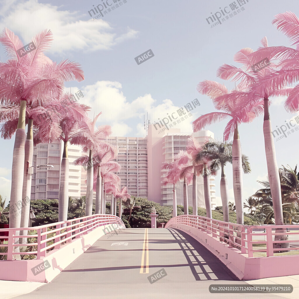 粉色城市道路