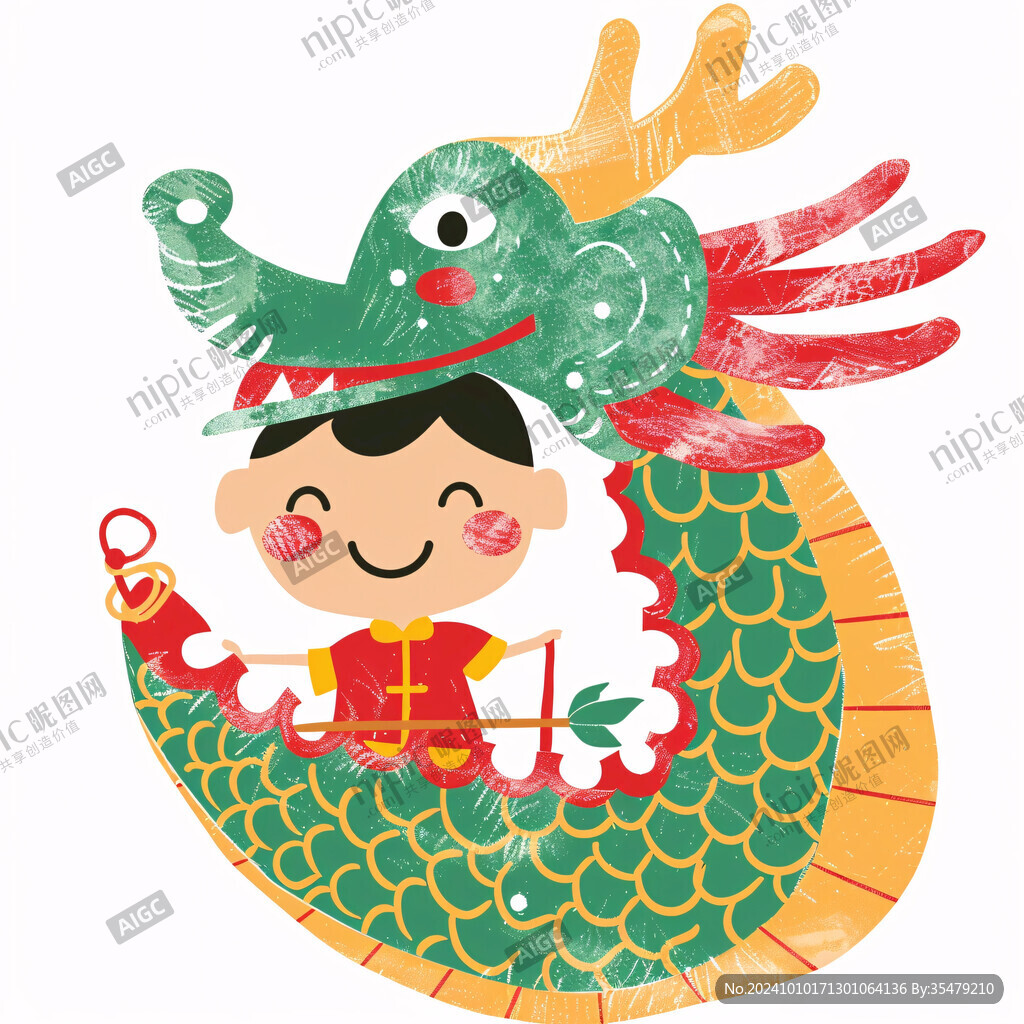 春節(jié)龍年抱元寶的龍