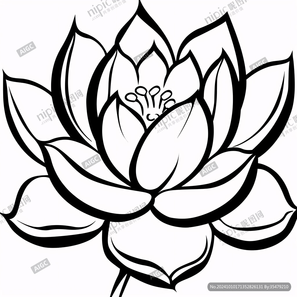 蓮花線條圖