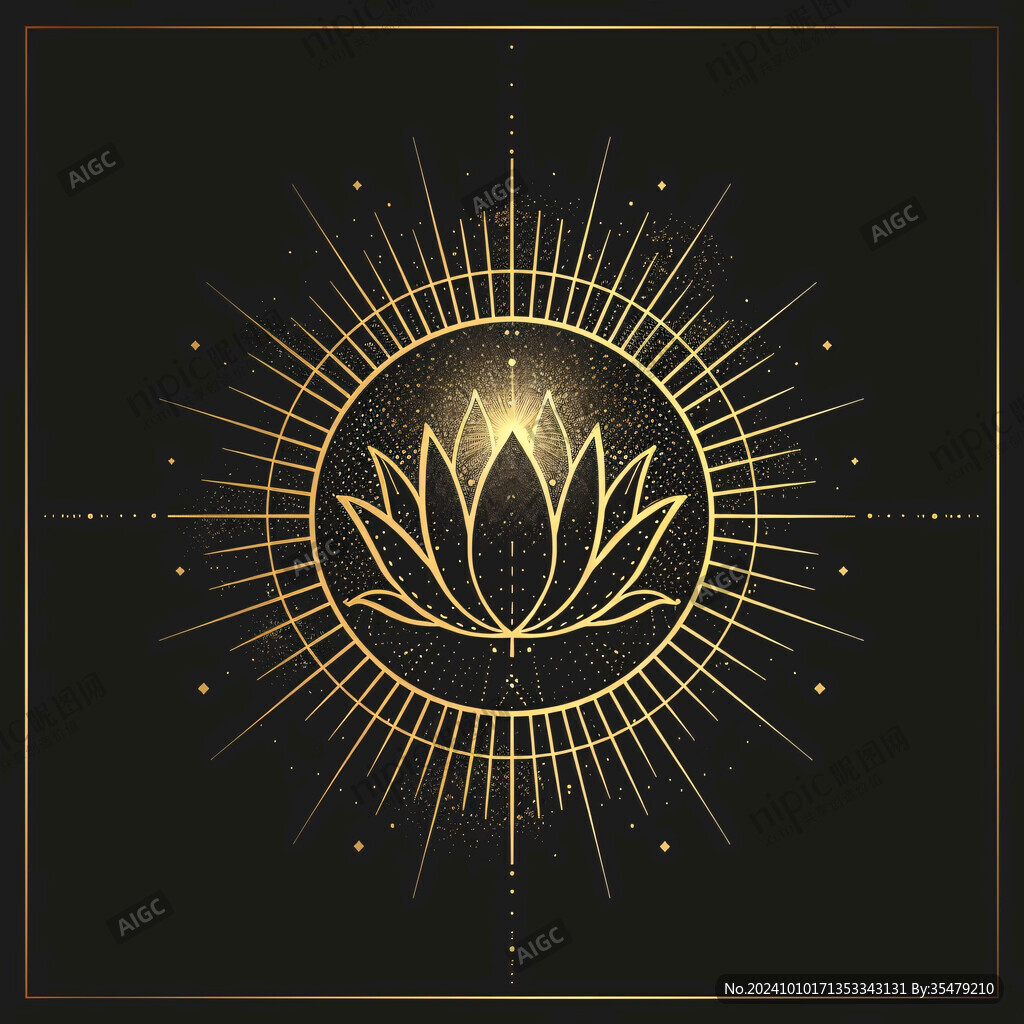 蓮花燙金素材
