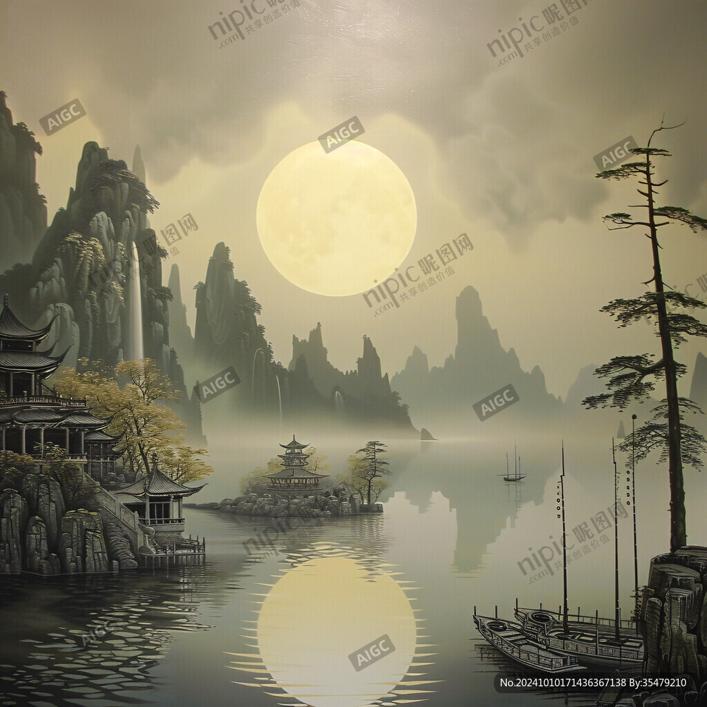 皓月雄風景觀插畫