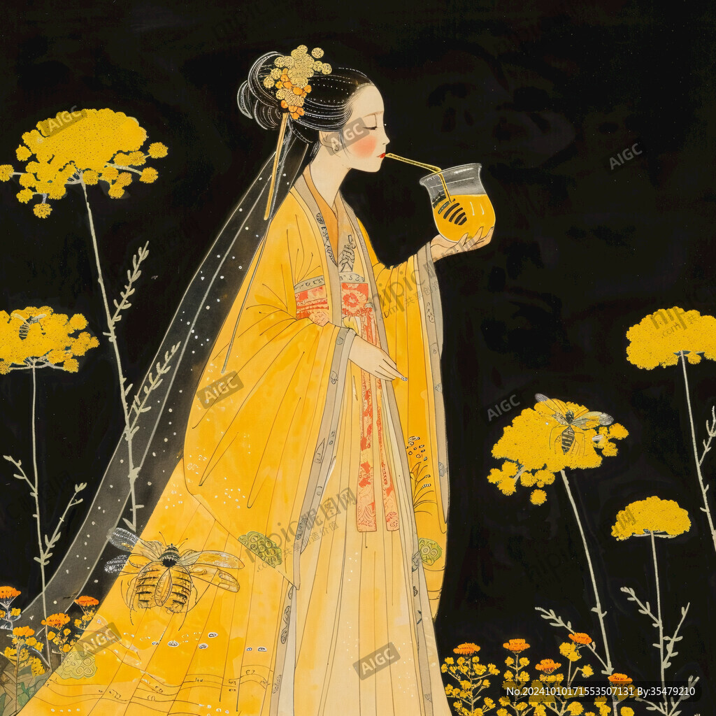 插畫漢服女孩