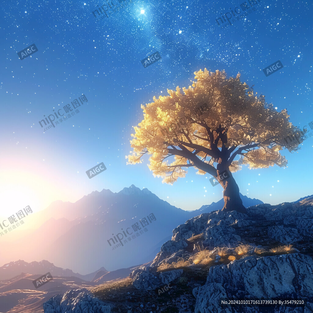唯美星空樹