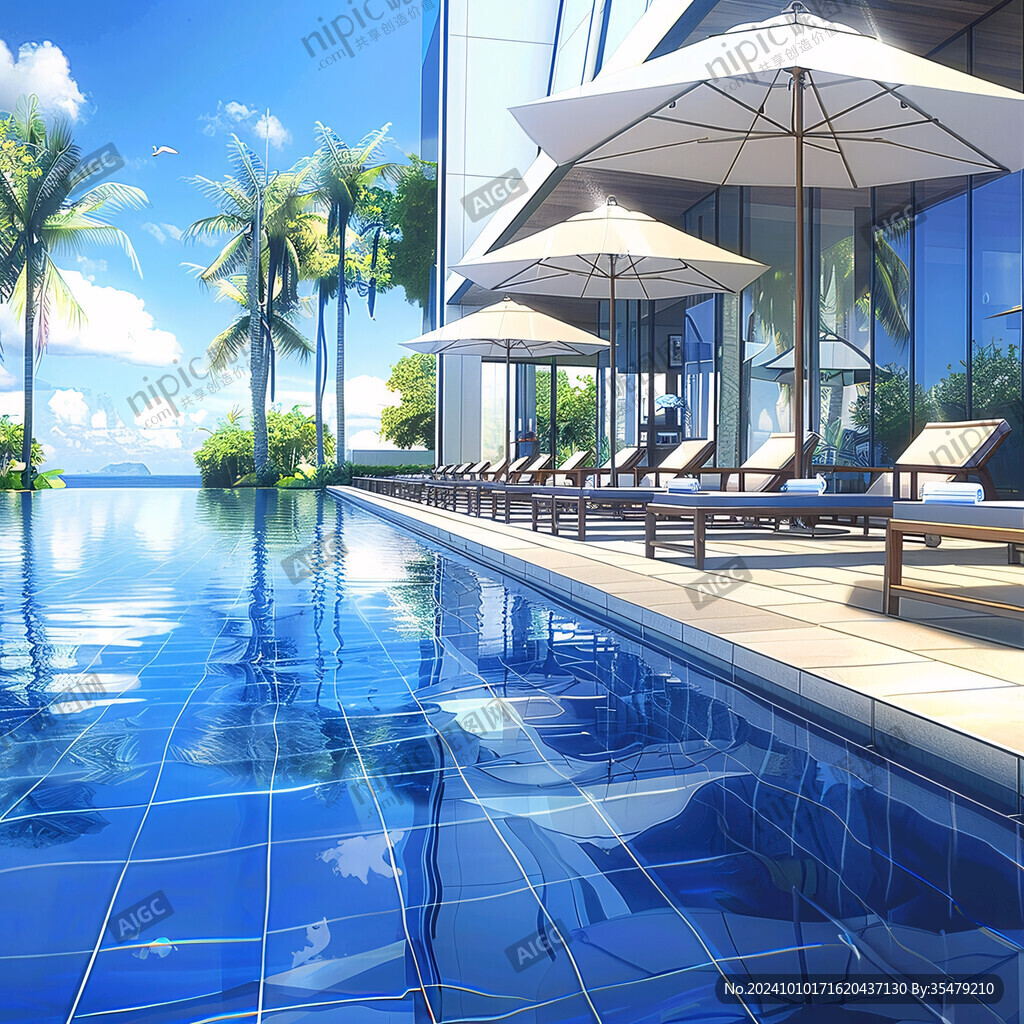游泳池背景畫