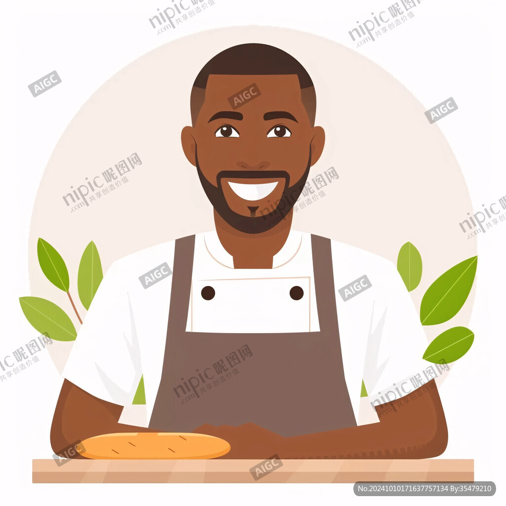 年輕男廚師端餃子頭像