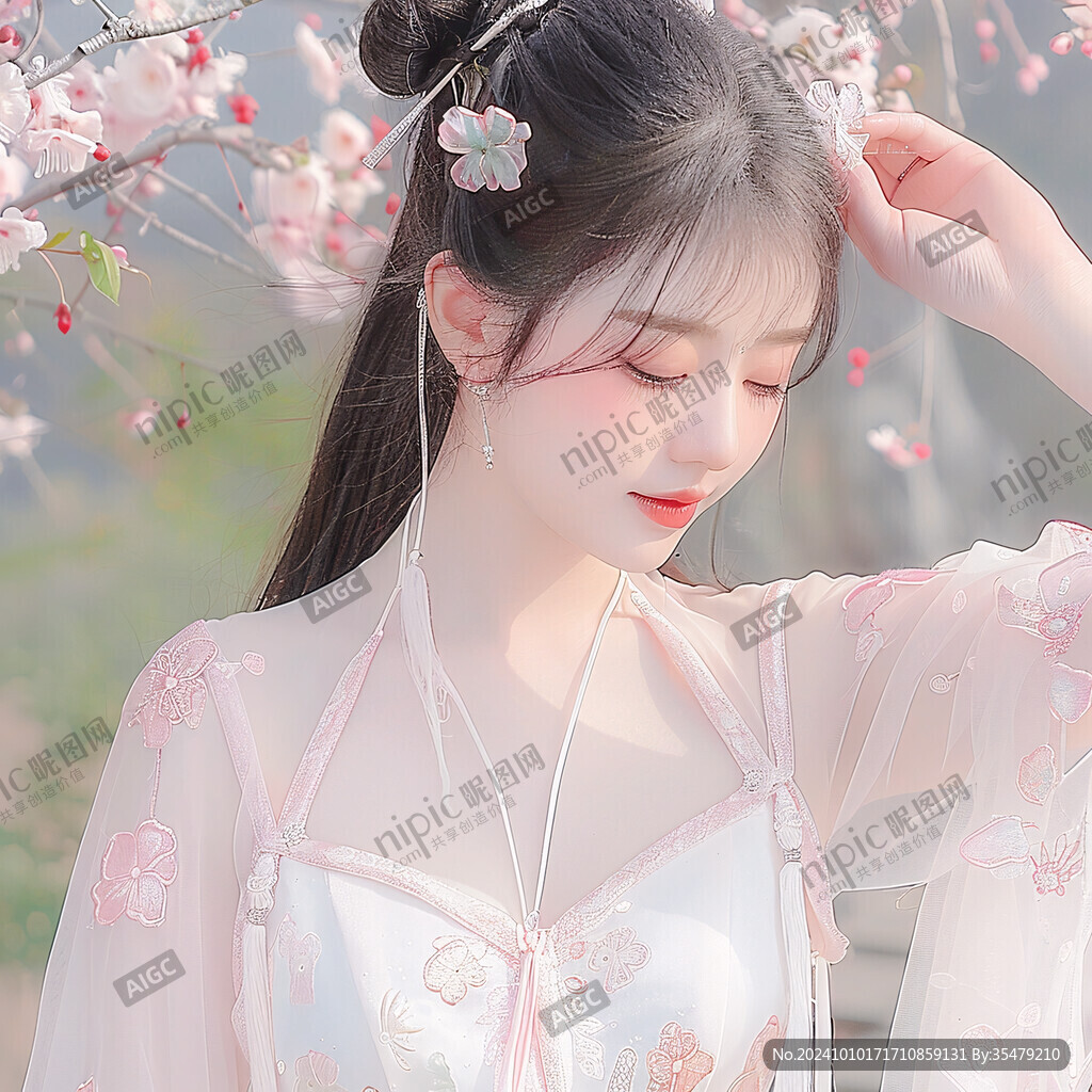 粉色漢服女子